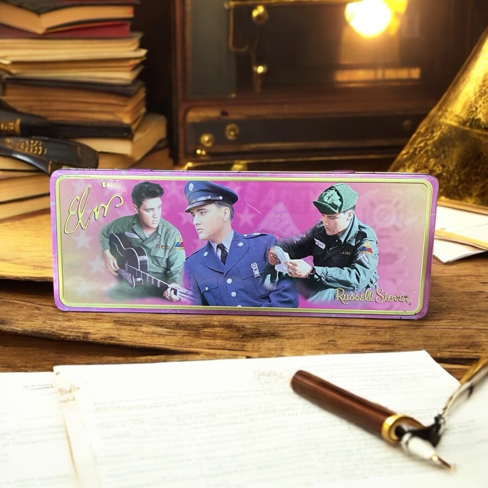 Elvis Presley memorabilia Russell Stover Candy tin Vintage 2002